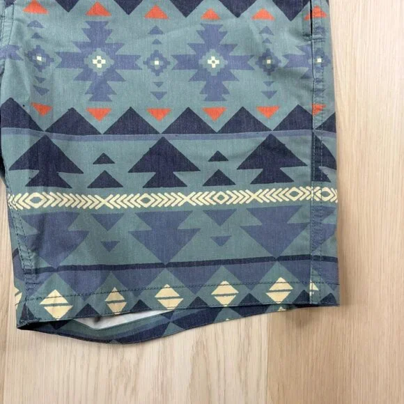 Faherty Mens Blue Doug Good Feather Aztec Print Swim Trunks Boardshorts Size 33 - Picture 5 of 9